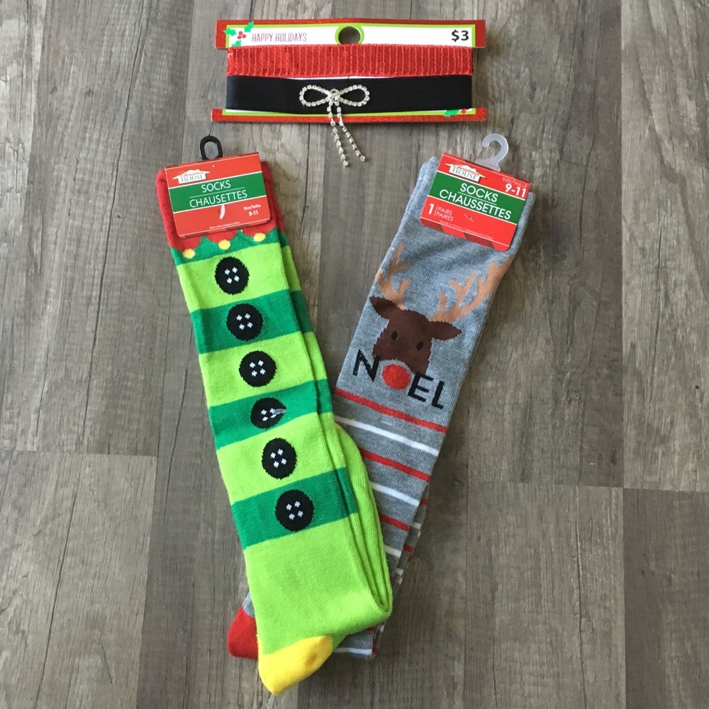 NEW Holiday Choker & Socks bundle - Picture 1 of 9
